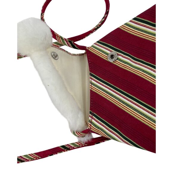 Longaberger Holiday Stripe Homestead Crossbody Purse Faux Fur - Picture 6 of 12